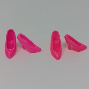 Barbie Doll Size Pink Shoes High Heels Pumps 2 Pairs China